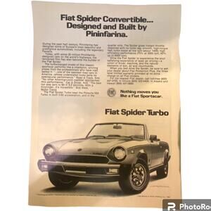 Vtg Fiat Spider Turbo Print Ad December 1982 Original 8x11 Collectorcore